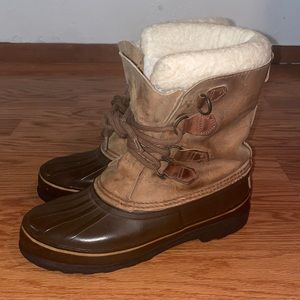 Vintage Sorel Alpine Lined Winter Leather Duck Boots Size 8 Women